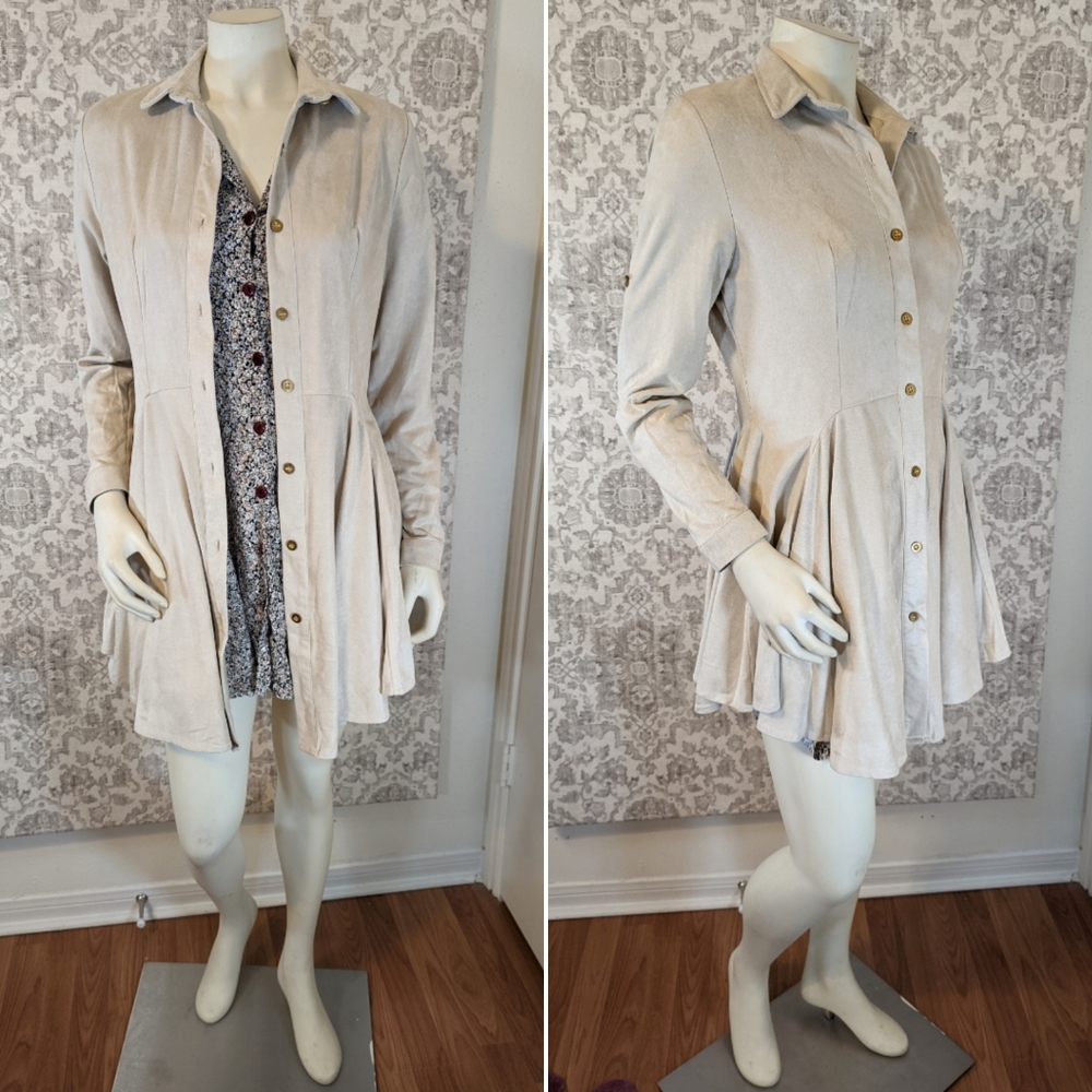Willa Faux Suede Beige fit & flare dress jacket beige
